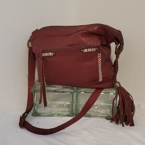 *Lucky Brand Burgundy Crossbody Bag with Tassel